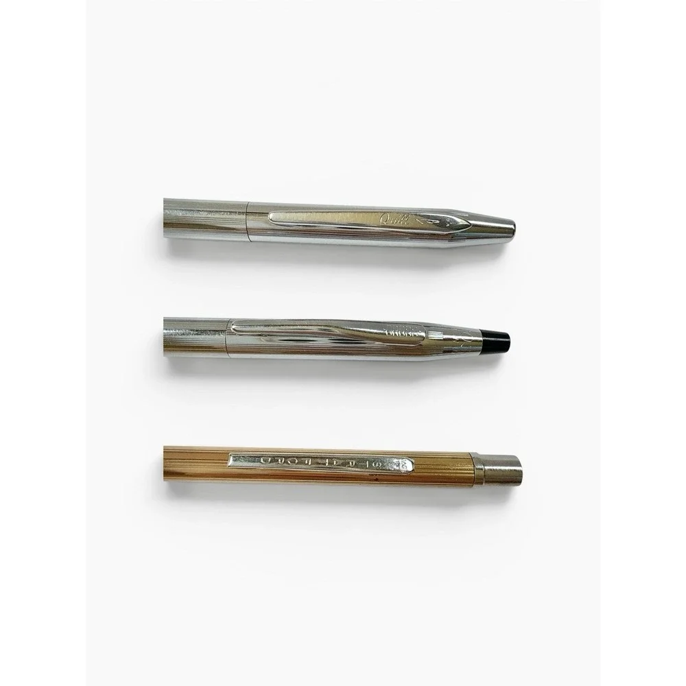Lot of 3 Vintage Writing Instruments Cross Pen Quill & Stratford Pencils Gold